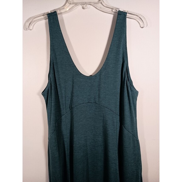 NWT Halara Scoop Neck Split Flowy Maxi Lagenlook Tank Dress Jade Size Large - Picture 2 of 7